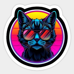 Neon Cool Cat Sticker